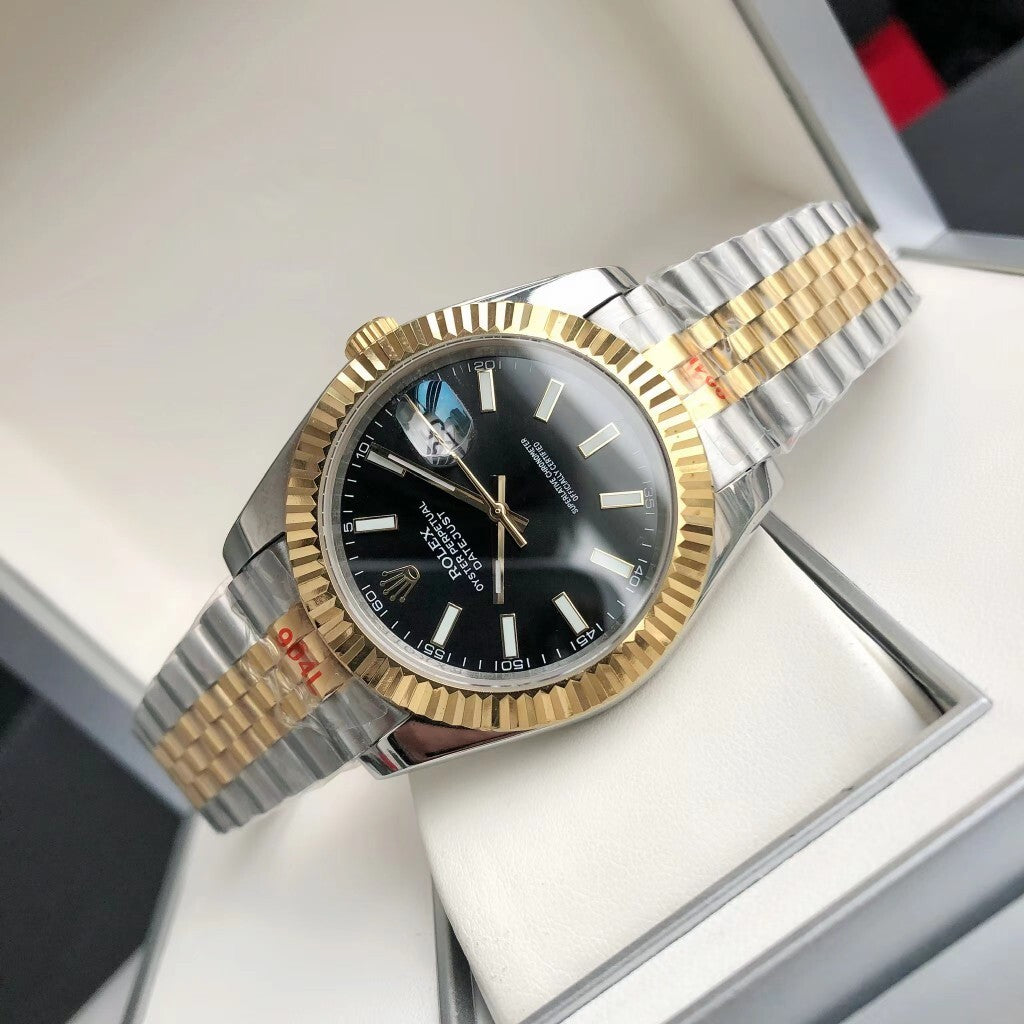 Rolex 1:1 Datejust 41mm – Black Dial Two-Tone Gold & Steel Jubilee
