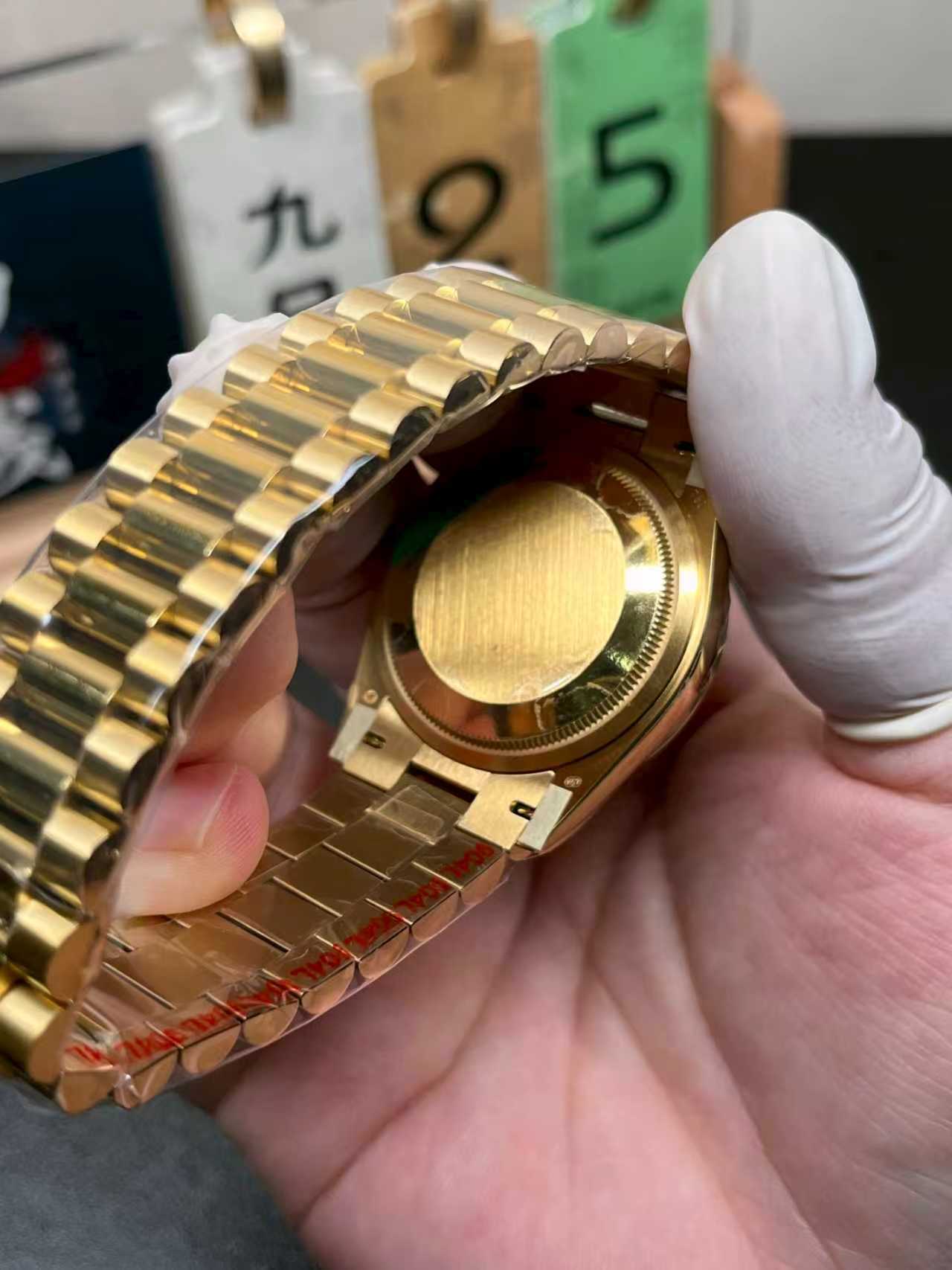 Rolex 1:1 Day-Date 36 "Meteorite" Diamond Dial President Bracelet Yellow Gold Fluted Bezel