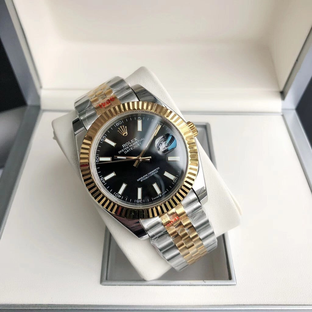 Rolex 1:1 Datejust 41mm – Black Dial Two-Tone Gold & Steel Jubilee