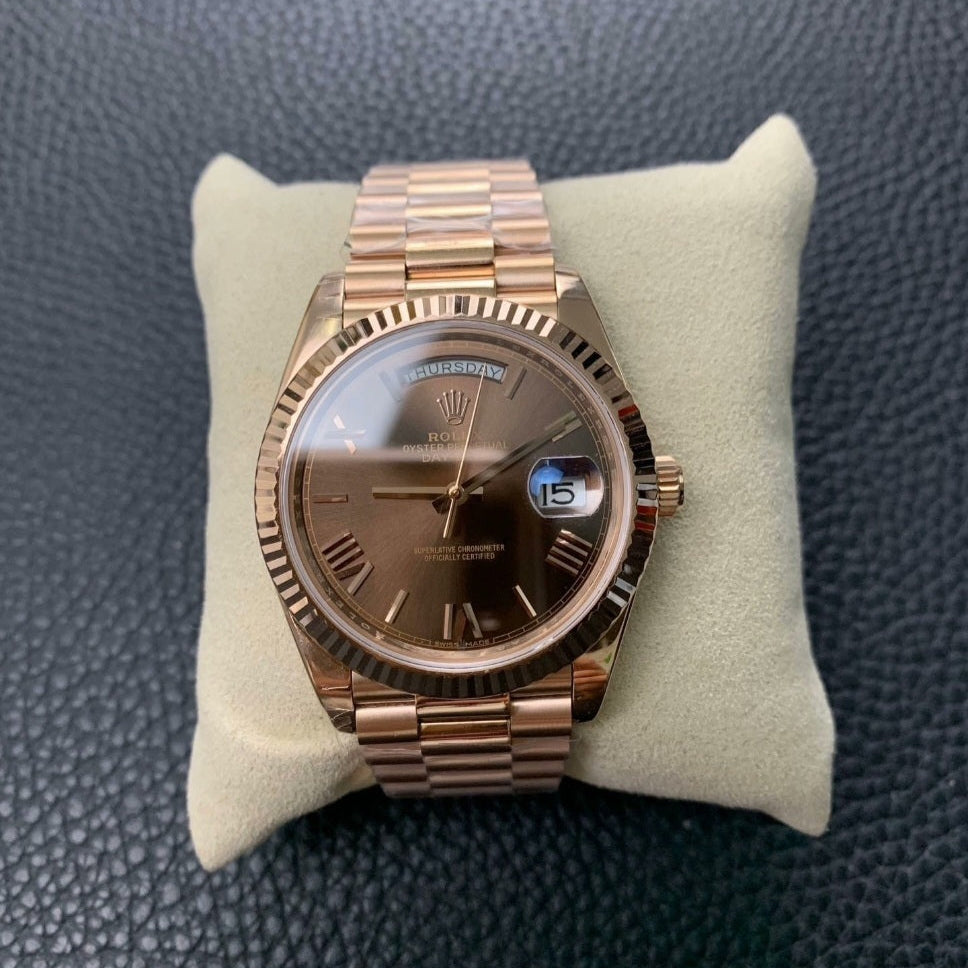 Rolex 1:1 Day-Date 40mm – Chocolate Brown Dial in 18k Everose Gold
