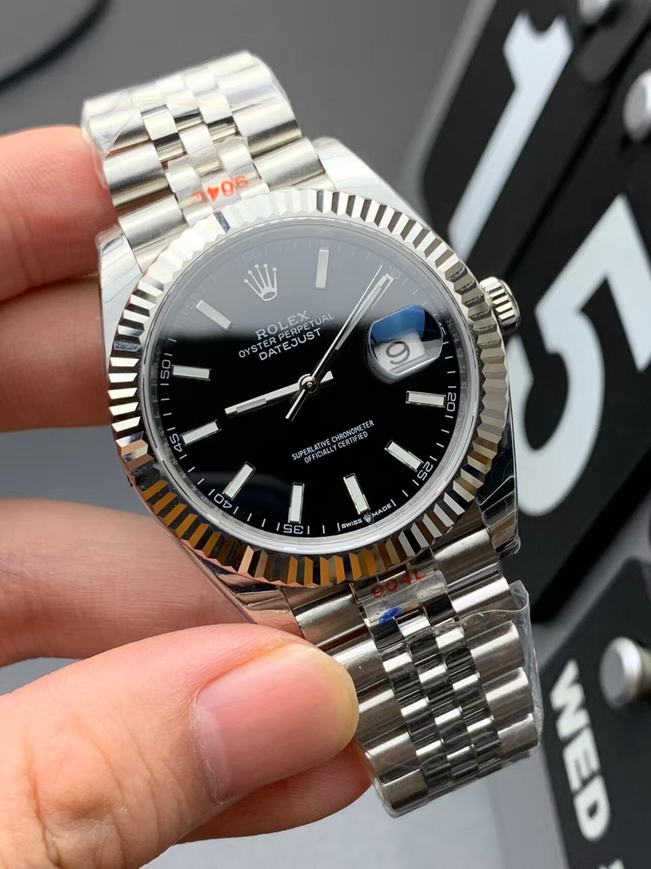 Rolex 1:1 Datejust 41 Black Index Fluted Bezel 126334 Jubilee Complete Unworn