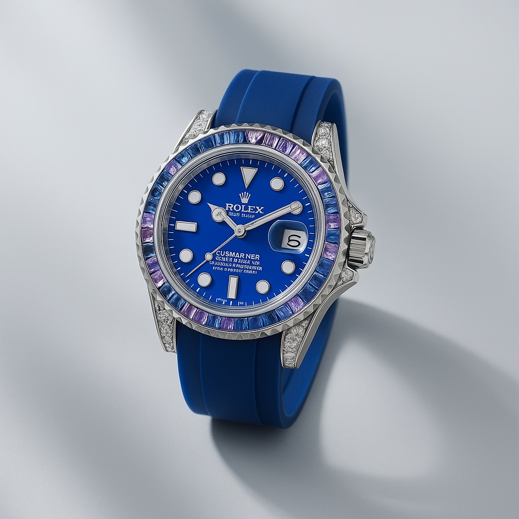 Rolex 1:1 Submariner Custom Edition – Blue Sapphire Bezel with Diamond Lugs