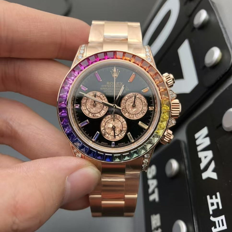 Rolex 1:1 Cosmograph Daytona “Rainbow” – Everose Gold with Sapphire Bezel