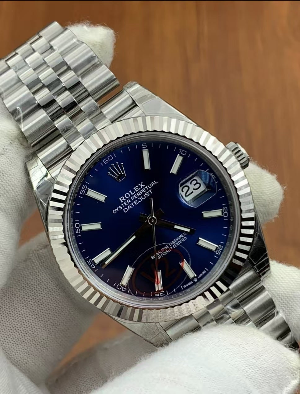 Rolex 1:1 Datejust 41mm Fluted Bezel Blue Index Dial Jubilee