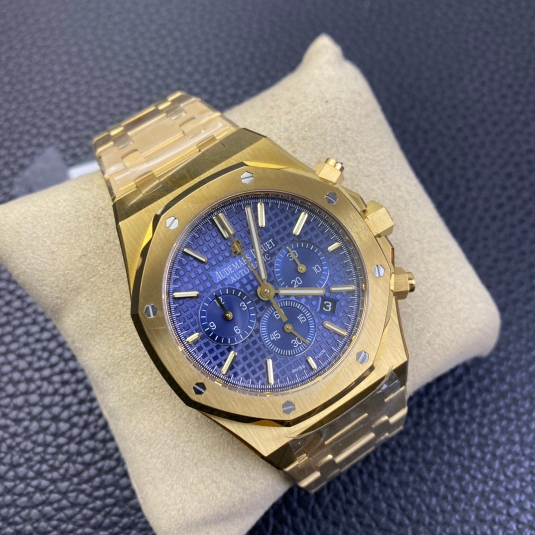 Audemars Piguet Royal 1:1 Oak Chronograph 41mm Blue Chronograph Dial Yellow Gold Watch