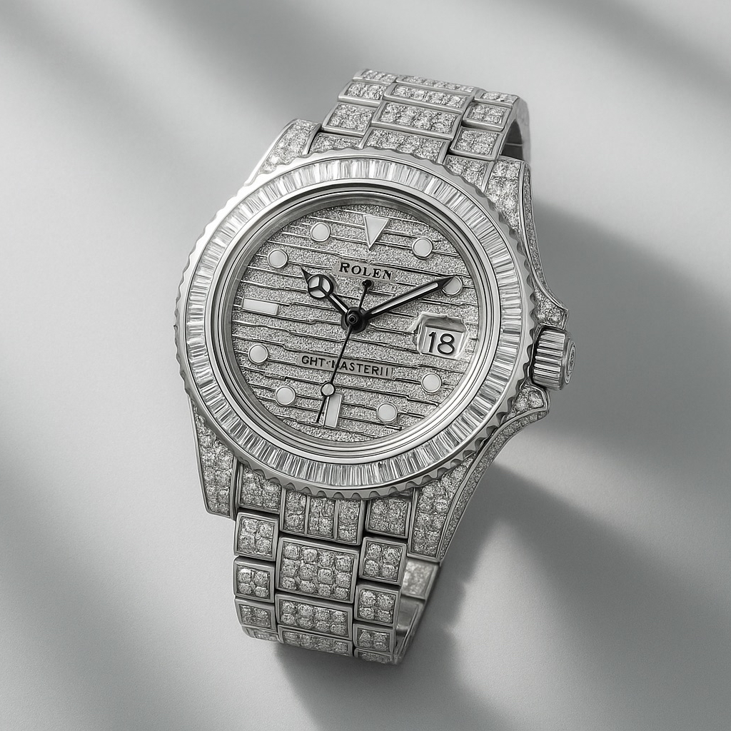 Rolex 1:1 Submariner Fully Iced-Out – Diamond Pave & Baguette Bezel Edition